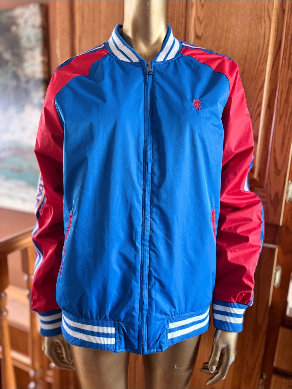 Blue & Red Bomber Jacket - Classic Varsity Style